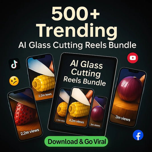 500+ AI Glass Cutting Reels Bundle | Viral Reels for TikTok Instagram YouTube Shorts | Trending Video Content Pack | Instant Download